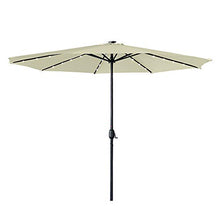 LZQ Ombrellone con manovella, Ø 350 cm, ombrellone con LED, ombrellone mercato, con manovella, protezione UV UPF 40+, ombrellone da giardino, terrazza, protezione solare, senza supporto