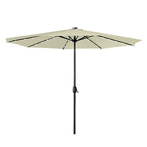 LZQ Ombrellone con manovella, Ø 350 cm, ombrellone con LED, ombrellone mercato, con manovella, protezione UV UPF 40+, ombrellone da giardino, terrazza, protezione solare, senza supporto