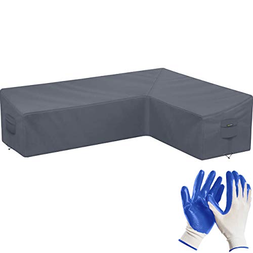Copertura divano esterno a L - 270*210*85*65/90 - copridivano da esterno impermeabile per divano a L +Guanti giardinaggio