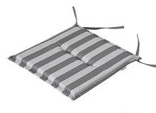 Set di 4 cuscini per sedia, 46 x 45 cm, per esterni, esterni, interni, giardino, tempo libero, estate, grigio con strisce grigie