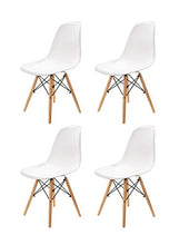 N/C Stile di metà del secolo, Schienale in Polipropilene, Gambe con connettore in Vero Legno e Metallo, Sala da Pranzo/Soggiorno/Ufficio/Soggiorno/Sedia per Banchetti, Set di 4, Bianca