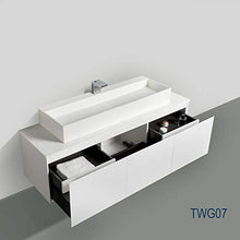 Mobile da bagno Luna 1600 bianco opaco con piano di appoggio in solid surface - lavabo e specchio opzionali, Specchio:Senza specchio, Lavabi:TWG07 (120 cm)