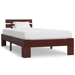 BIGTO - Struttura per letto in legno di pino massiccio, per camera da letto, stile C, 100 x 200 cm, colore: Marrone scuro