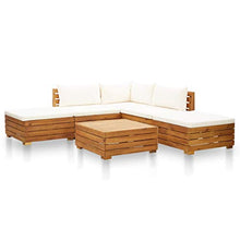 Tidyard Set Divani Giardino con Cuscini, Set di Mobili da Giardino, Set Divano Esterno Legno Acacia Bianco Crema 6 pz