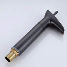 SXJ Rubinetto per Lavabo con Maniglia Singola Rubinetto A Cascata Monoforo Nero Rubinetto per Lavabo in Bronzo Lucidato,con Rubinetti di Alimentazione del Rubinetto