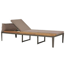 Festnight Lettino Prendisole Regolabile con Cuscini in Massello Acacia Marrone,Lettino da Sole,Sedia Sdraio,Lettino da Spiaggia 200 x 160 x (36-80) cm