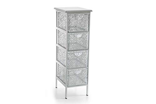 Mobile mobiletto cassettiera in metallo colore bianco schabby chic 4 cassetti traforata 31 * 26 * 78 cm decorato arredamento casa EMP-792267