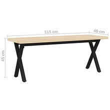 Montloxs Pratica Panca in Legno massello di Pino in Stile Industriale, Panca da Interno in Stile retrò 115 x 40 x 45 cm  Modello 3 Piedi in Acciaio Verniciato a Polvere