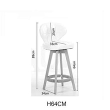 WGEMXC Sedia, Sedia da Ufficio in Casa, Sgabello Sgabello da Bar Girevole in Legno Massello, Sgabello da Bar con Schienale, Cotone Traspirante e Indossabile e Materiale Di Lino, con Schienale,e,H64Cm