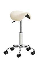 CLP Sgabello Lavoro Reno In Similpelle I Sgabello Pc A Sella Imbottito Regolabile 53-68 CM E Girevole Base In Metallo, Colore:crema