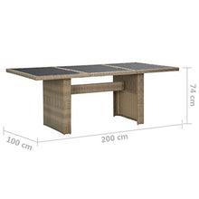 Qnotici Tavolo da Pranzo da Giardino Tavolo da Campeggio Tavolo da Buffet Tavolo da Festa tavolino da Giardino 200x100x74 cm Vetro e polyrattan Marrone e Nero