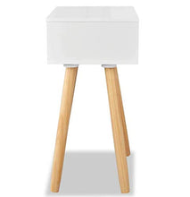 Comodino ausiliario bianco con cassetto, set di 2 comodini da notte in legno massello di pino per camera da letto, 40 x 30 x 61 cm