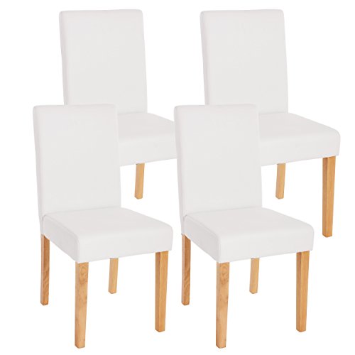 Mendler Set 4X sedie Littau Ecopelle Opaca per Sala da Pranzo 43x56x90cm Bianco Piedi Chiari