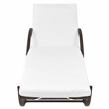 Festnight 3 pz Set Lettino Prendisole Schienale Reclinabile con Braccioli e Tavolino da Giardino Esterno in Rattan Marrone,Sedia a Sdraio da Giardino in Rattan Reclinabile con Braccioli e Tavolino