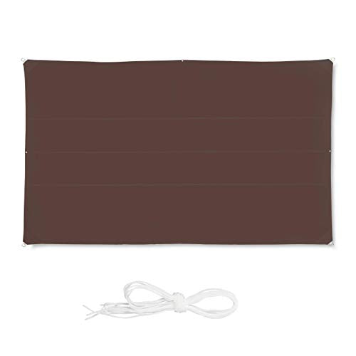 Relaxdays, Marrone Tenda a Vela Rettangolare, Idrorepellente, Anti UV, Corde di Supporto, Terrazza, Giardino, LxP: 4x6 m, 4 x 6 m