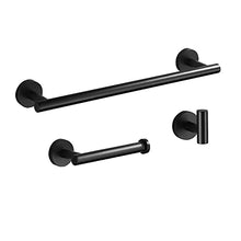 KES Set Accessori da Bagno 3 Pezzi Include Portasciugamani Porta Rotolo Carta Igienica Appendiabito Acciaio Inossidabile SUS304 Autoadesiva Nero Opaco, LA20BKDG-32