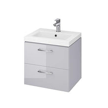 Lara - Mobile da bagno con 2 cassetti, colore: grigio lucido