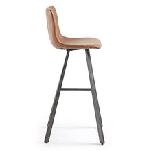 Kave Home - Sgabello Trap Marrone ossidato in Pelle Sintetica e Gambe in Acciaio