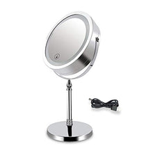 Specchio per Trucco Double Face Specchio Cosmetico Illuminato con Luci LED Ingradimento 1X/10 X 360° Girevole per Trucco, Camera da Letto, Specchio di Viaggio USB Ricaricabile