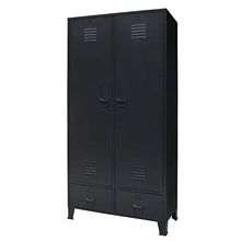 Pissente - Armadietto da ufficio in metallo, stile industriale, resistente, per armadio, armadio, facile da montare, 90 x 40 x 180 cm (L x P x A) nero