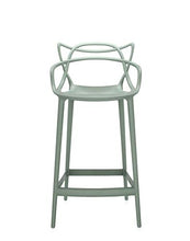 Kartell Masters Stool Sgabello, Tecnopolimero termoplastico Riciclato con Carica Minerale e Trattamento Soft-Touch, Verde(Salvia), H. 65