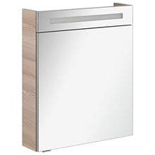 FACKELMANN B.Clever - Set di mobili da bagno, 2 pezzi, 60 cm, in frassino con lavabo in marmo e armadietto a specchio a LED