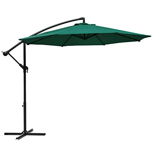 Ombrellone da Giardino, Ombrelloni da Terrazzo, Ombrellone Giardino Parasole 3m, Tende e Tettucci Parasole da Balcone e 8 Nervature Pesanti per Spiaggia, Giardino, Balcone (verde)