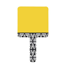 Specchio a mano, nero bianco e giallo quadrato palmare specchio con maniglia per trucco casa salone di viaggio uso 9 cm L x 16 cm L