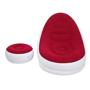 Regali di aprile con Divano Gonfiabile poggiapiedi, Divano Gonfiabile per Interni, PVC + floccaggio per Patio Esterno Balcone Soggiorno Camera da Letto Giardino(Red, 116 * 98 * 83cm)