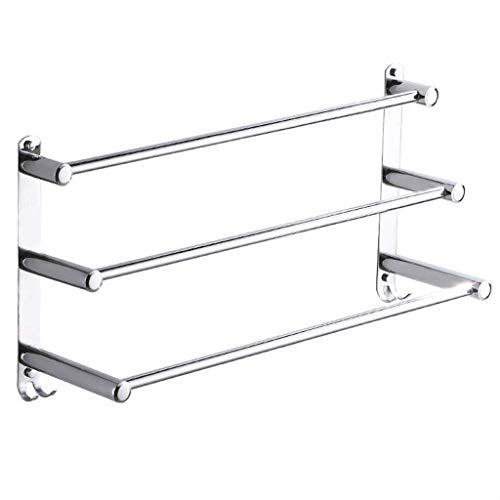 AGGF Portasciugamani 40-90 cm Portasciugamani SUS 304 Portasciugamani in Acciaio Inox Finitura Lucida Portasciugamani a Parete per Bagno Cucina con Gancio AW D-26 (Colore: 3 portasciugamani, Dime