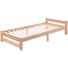 belupai Letto in legno massiccio con testiera e rete a doghe, naturale (200 x 90 cm)