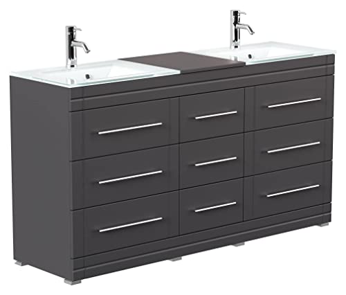 Mobile bagno a terra Vitro Modern con lavabos in vetro antracite satinato