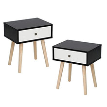 Comodini Camera con Cassetti,Set 2 Moderni Tavolini Laterale, tavolino per Divano, Organizer per Camera da Letto, Conservazione per Soggiorno (Nero e Bianco, 40 x 30 x 50 CM)
