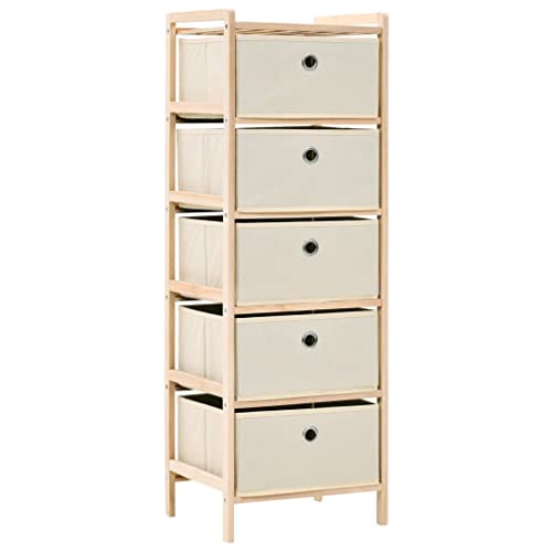 vidaXL Legno di Cedro Armadietto con 5 Cesti in Tessuto Beige Mobile Cassetti