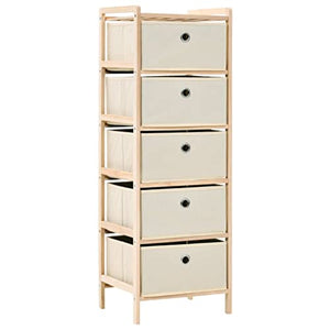 vidaXL Legno di Cedro Armadietto con 5 Cesti in Tessuto Beige Mobile Cassetti
