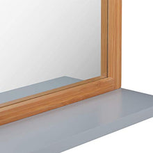 Relaxdays Specchio da Parete con Mensola, da Appendere, per Bagno/Ingresso, Cornice in Legno, in Bambù & MDF, Marrone Chiaro/Grigio