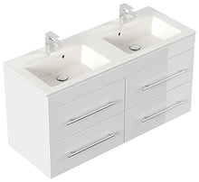 Set mobili bagno Helios bianco lucido incl. specchio a LED con funzione touch
