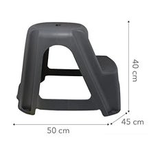 Hogar y Mas Sgabello 2 gradini, Scaletta, Plastica Resiste. Sgabelli Cucina a Buon Mercato 50x45x40 cm - Gris Oscuro