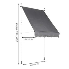 Cocoarm Tenda a Pinza Tenda da Balcone Regolabile in Altezza Resistente ai Raggi UV con manovella per Porta Finestra Esterna (Grigio)
