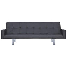 Tidyard Divano Letto con Braccioli in Similpelle,Divano Transformabile in Lettino Grigio