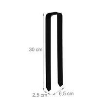 Relaxdays 4 Picchetti, Fissaggio per Archi da Giardino per Rampicanti, Design a U, XXL, Acciaio, 30 x 6,5 x 2,5 cm, Nero