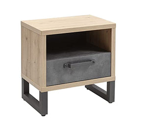 Composad | Comodino della Linea LAFABRICA con 1 Cassetto e 1 Vano, Comodino Camera Da Letto e Cameretta, Dimensioni (LxAxP) 52x53,80x35 cm, Rovere Oak Miele e Grigio Tadao, Made in Italy