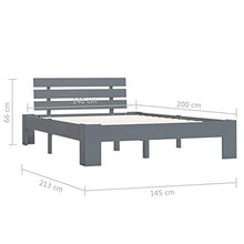 BIGTO - Struttura per letto in legno di pino massiccio, per camera da letto, stile C, colore: grigio, 140 x 200 cm
