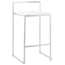 MK Elegante Sgabello Design LOIRET in Ecopelle e Acciaio Inox (Bianco)