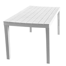 PROGARDEN - Set tavolo da giardino Sumatra, effetto legno, plastica, 138 x 78 cm + 4 sedie impilabili Procida, plastica, bianco