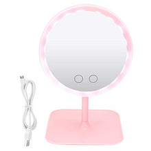 Specchio cosmetico a LED regolabile con ricarica USB, colore: rosa