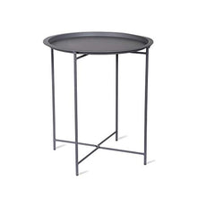 CKB LTD - Vassoio per bistrot in acciaio per esterni, gambe pieghevoli e vassoio rimovibile, in acciaio verniciato a polvere di carbone opaco – singolo tavolo da giardino (carbone)