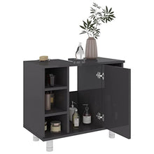 vidaXL Armadio da Bagno Grigio Lucido 60x32x53,5 cm in Truciolato