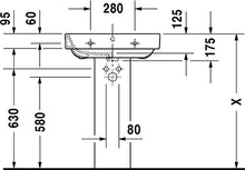 Lavabo Duravit Happy D.2 60cm con troppopieno, con Panca per Rubinetto, 1 Foro per Rubinetto, colorazione: Bianco con Wondergliss - 23166000001