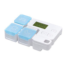 Healifty Portapillole portatile 3 scomparti Portapillole con promemoria di allarme Portapillole da viaggio portatile Portapillole con timer digitale senza batteria (azzurro)